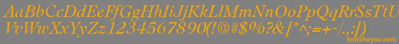 LeamingtonItalic-fontti – oranssit fontit harmaalla taustalla