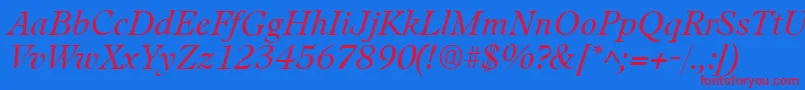 Fonte LeamingtonItalic – fontes vermelhas em um fundo azul
