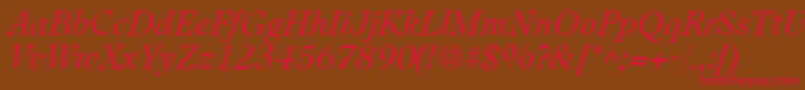 Fonte LeamingtonItalic – fontes vermelhas em um fundo marrom