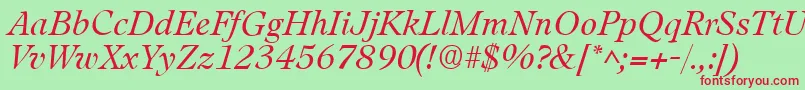 Fonte LeamingtonItalic – fontes vermelhas em um fundo verde