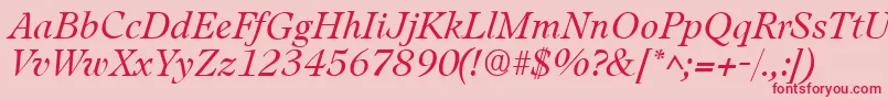 Czcionka LeamingtonItalic – czerwone czcionki na różowym tle