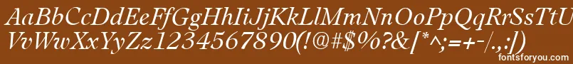 Weitere Informationen zur LeamingtonItalic-Schriftart LeamingtonItalic-Schriftart – Weiße Schriften auf braunem Hintergrund