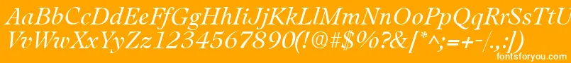 LeamingtonItalic-fontti – valkoiset fontit oranssilla taustalla