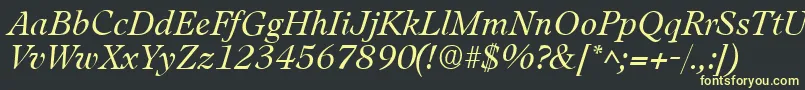 LeamingtonItalic-Schriftart – Gelbe Schriften auf schwarzem Hintergrund