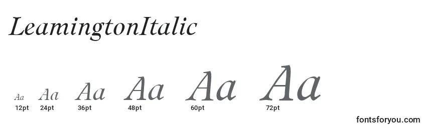 Размеры шрифта LeamingtonItalic