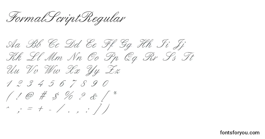 FormalScriptRegular-fontti – aakkoset, numerot, erikoismerkit