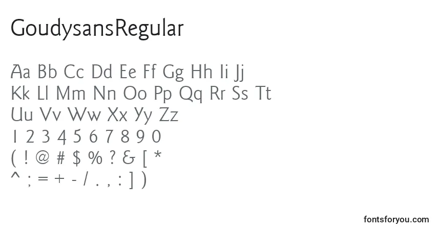 Schriftart GoudysansRegular – Alphabet, Zahlen, spezielle Symbole
