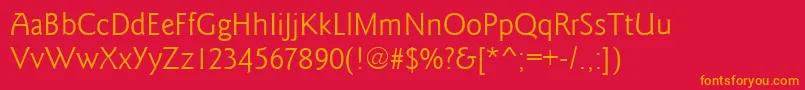 フォントGoudysansRegular – 赤い背景にオレンジの文字