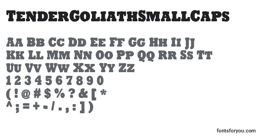 Schriftart TenderGoliathSmallCaps – Alphabet, Zahlen, spezielle Symbole