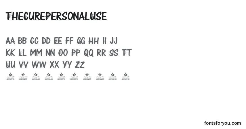 Schriftart TheCurePersonalUse – Alphabet, Zahlen, spezielle Symbole