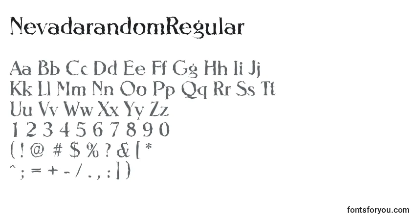 Schriftart NevadarandomRegular – Alphabet, Zahlen, spezielle Symbole