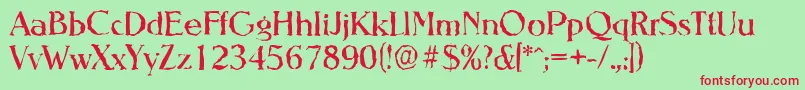 NevadarandomRegular Font – Red Fonts on Green Background