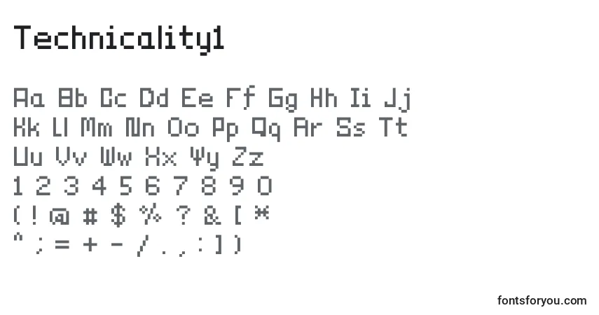 Fuente Technicality1 - alfabeto, números, caracteres especiales