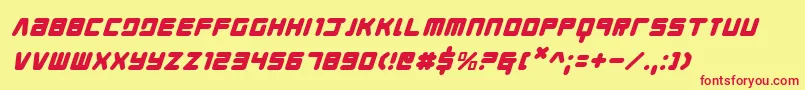 フォントYoungTechsItalic – 赤い文字の黄色い背景