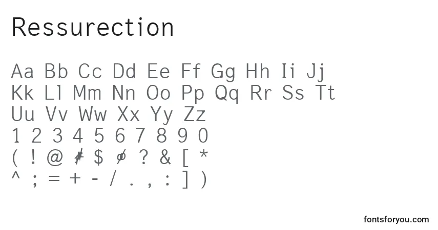 Ressurection Font – alphabet, numbers, special characters