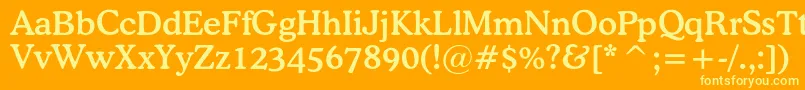 OsvaldcBold-Schriftart – Gelbe Schriften auf orangefarbenem Hintergrund
