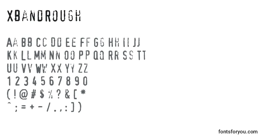 A fonte XbandRough – alfabeto, números, caracteres especiais