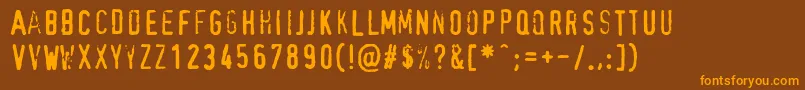 XbandRough-Schriftart – Orangefarbene Schriften auf braunem Hintergrund