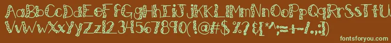 Weitere Informationen zur Kbwitchinghour-Schriftart Kbwitchinghour-Schriftart – Grüne Schriften auf braunem Hintergrund