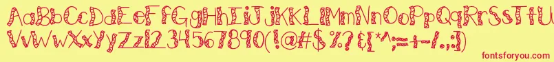 フォントKbwitchinghour – 赤い文字の黄色い背景