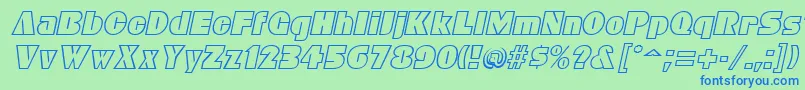 BleucherItalic Font – Blue Fonts on Green Background