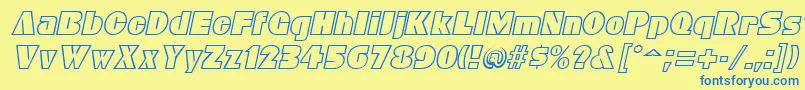 BleucherItalic Font – Blue Fonts on Yellow Background