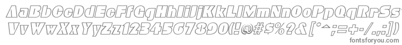 BleucherItalic-fontti – harmaat kirjasimet valkoisella taustalla