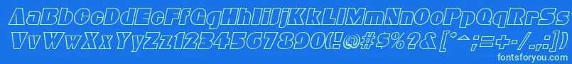 BleucherItalic Font – Green Fonts on Blue Background