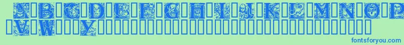 Weitere Informationen zur WraithCaps-Schriftart WraithCaps-Schriftart – Blaue Schriften auf grünem Hintergrund