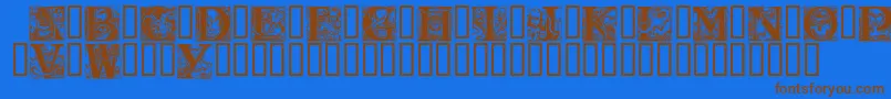 フォントWraithCaps – 茶色の文字が青い背景にあります。