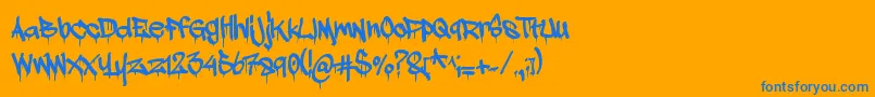 Adrip1-Schriftart – Blaue Schriften auf orangefarbenem Hintergrund