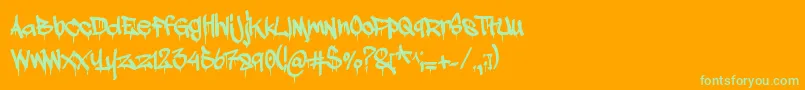 Adrip1-Schriftart – Grüne Schriften auf orangefarbenem Hintergrund
