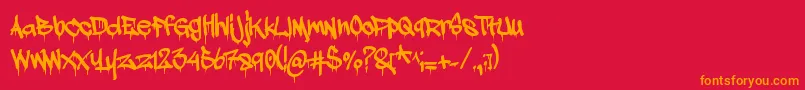 フォントAdrip1 – 赤い背景にオレンジの文字