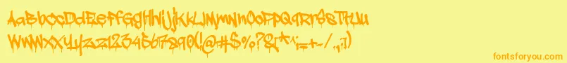 フォントAdrip1 – オレンジの文字が黄色の背景にあります。