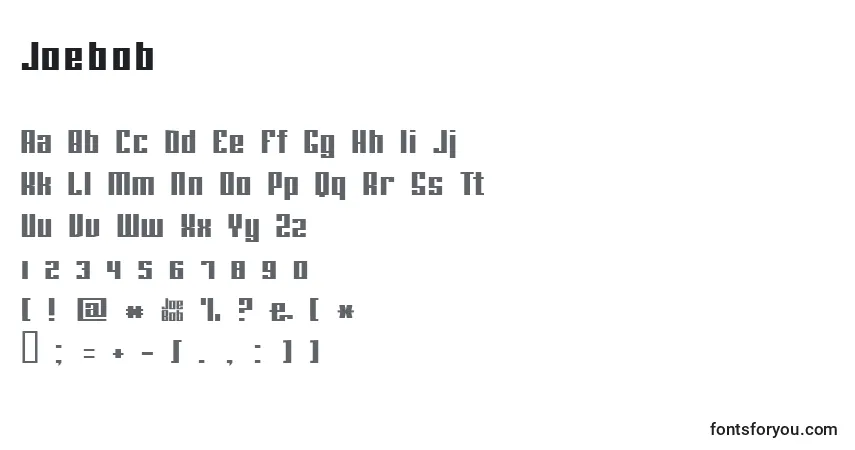 Czcionka Joebob – alfabet, cyfry, specjalne znaki