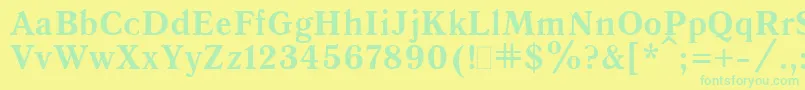 フォントQuantbol – 黄色い背景に緑の文字