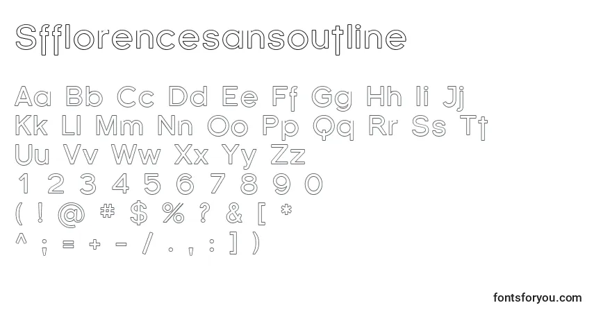 A fonte Sfflorencesansoutline – alfabeto, números, caracteres especiais