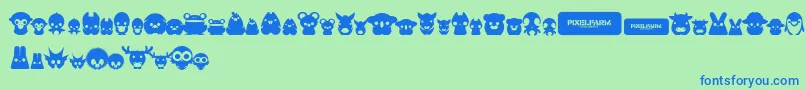 PixelfarmPets Font – Blue Fonts on Green Background