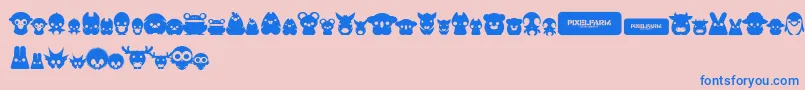 PixelfarmPets Font – Blue Fonts on Pink Background