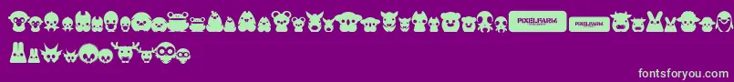 PixelfarmPets Font – Green Fonts on Purple Background