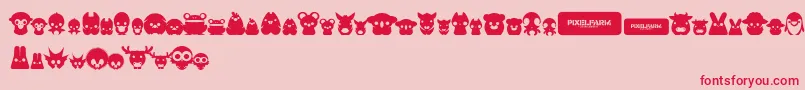 PixelfarmPets Font – Red Fonts on Pink Background