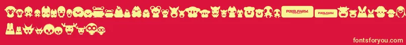 PixelfarmPets Font – Yellow Fonts on Red Background