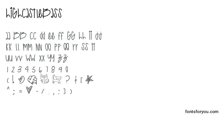 Schriftart Highcastlebass – Alphabet, Zahlen, spezielle Symbole