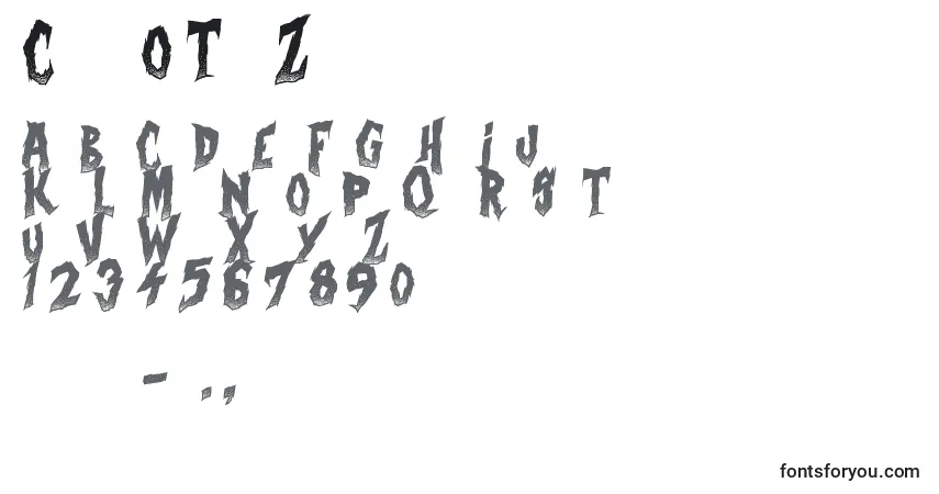 A fonte CurseOfTheZombie – alfabeto, números, caracteres especiais