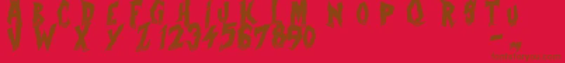 フォントCurseOfTheZombie – 赤い背景に茶色の文字
