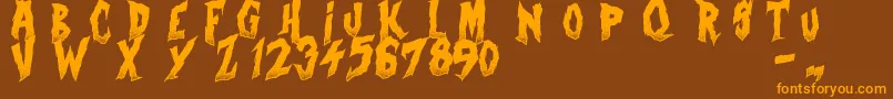 CurseOfTheZombie-Schriftart – Orangefarbene Schriften auf braunem Hintergrund