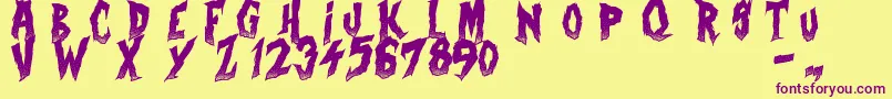 CurseOfTheZombie Font – Purple Fonts on Yellow Background