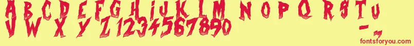 CurseOfTheZombie Font – Red Fonts on Yellow Background