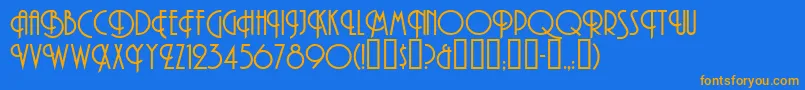 フォントMAndesNormal – オレンジ色の文字が青い背景にあります。