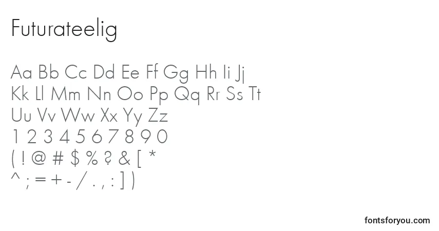 Шрифт Futurateelig – алфавит, цифры, специальные символы